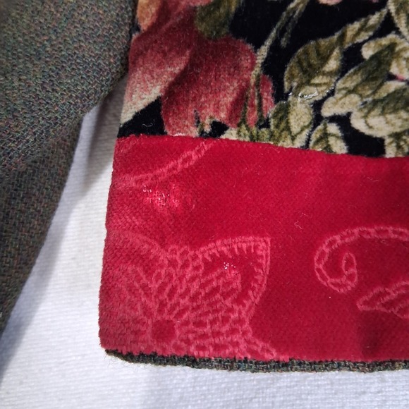 VTG Canvasback Velvet Detail Patchwork Mandarin Collar Wool Jacket - Picture 7 of 16